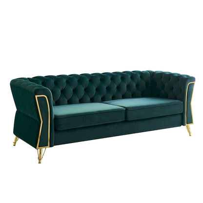 Modern Tufted Velvet Sofa 87.4 inch for Living Room