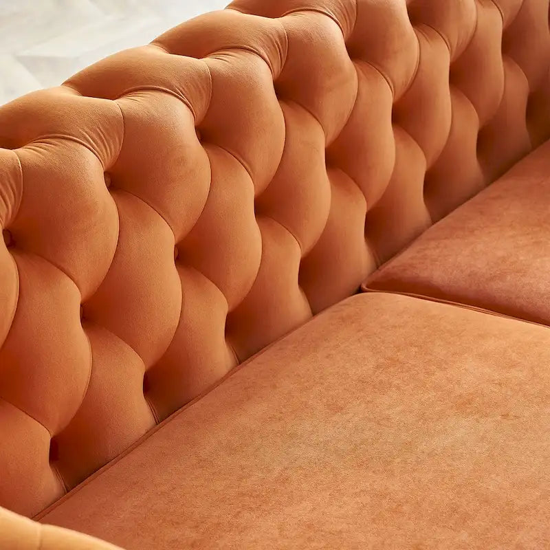 Modern Tufted Velvet Sofa 87.4 inch for Living Room