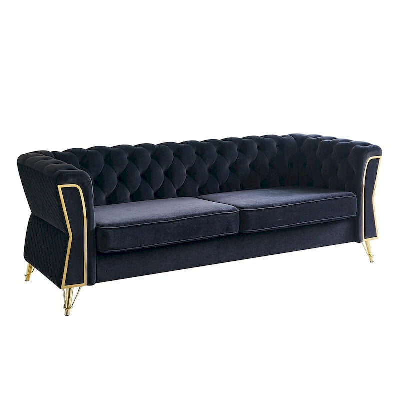 Modern Tufted Velvet Sofa 87.4 inch for Living Room