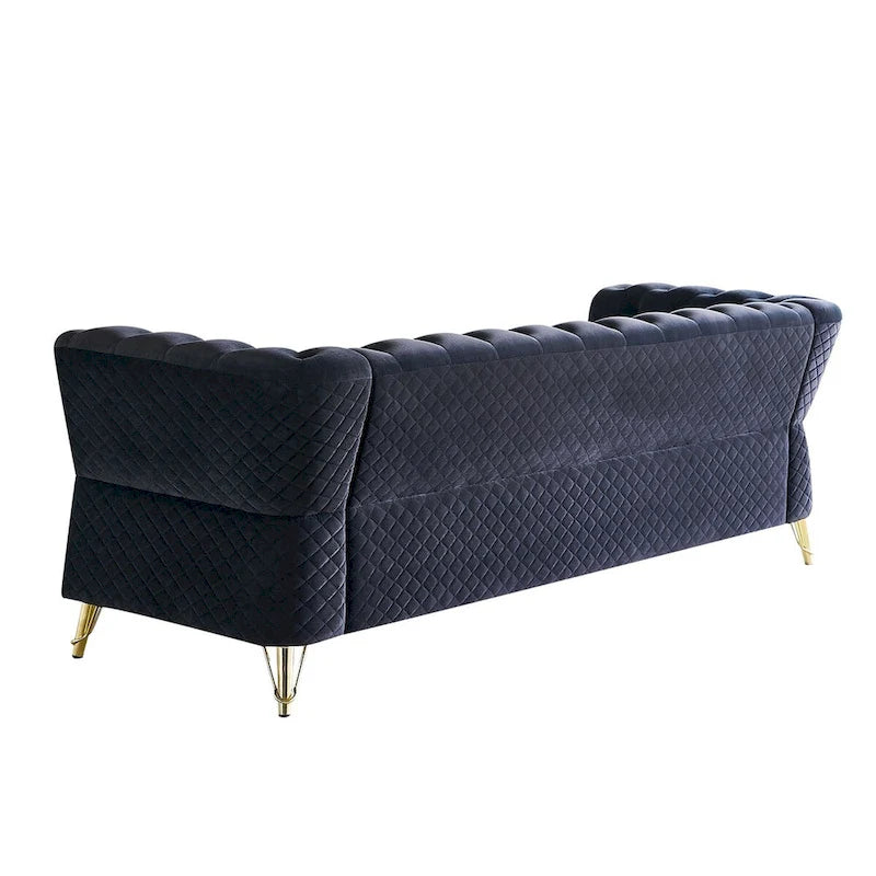 Modern Tufted Velvet Sofa 87.4 inch for Living Room