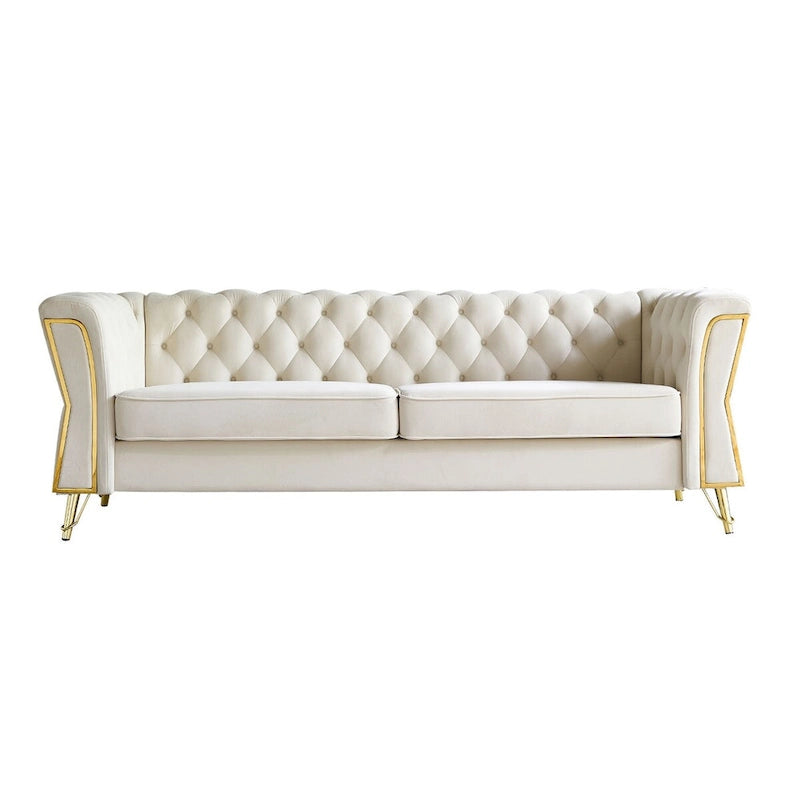 Modern Tufted Velvet Sofa 87.4 inch for Living Room