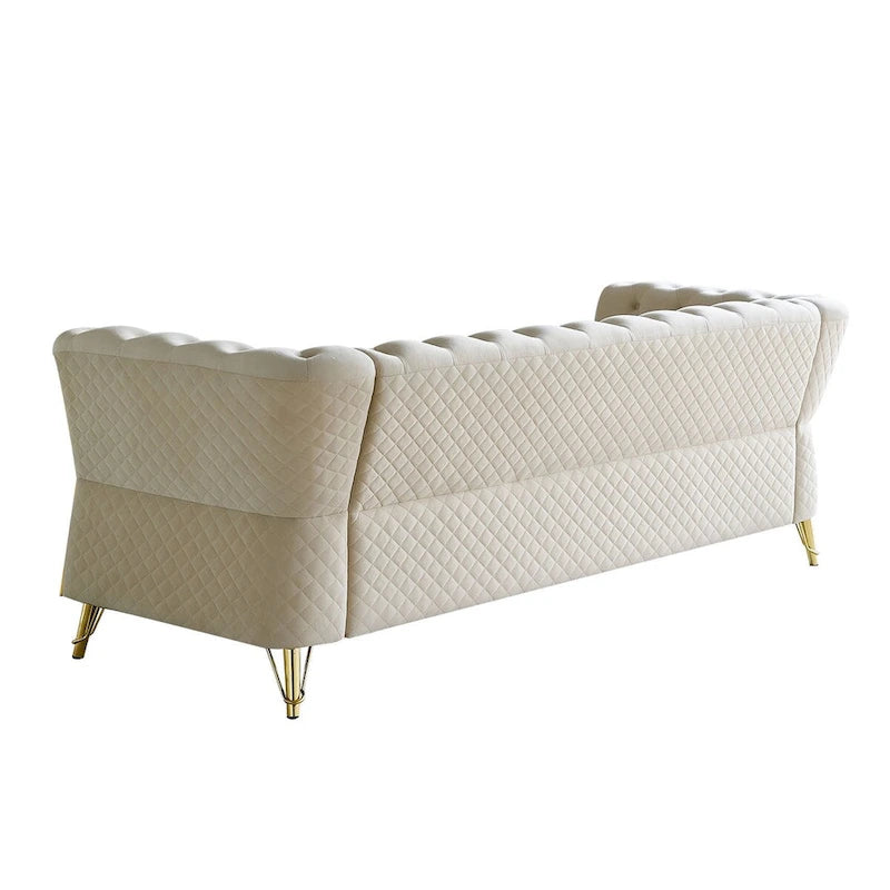Modern Tufted Velvet Sofa 87.4 inch for Living Room