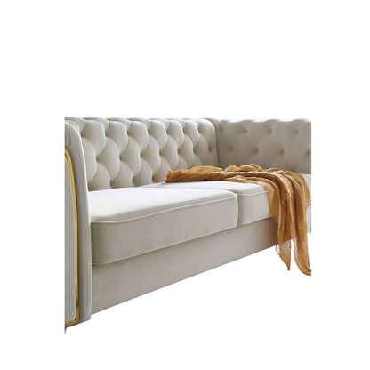 Modern Tufted Velvet Sofa 87.4 inch for Living Room