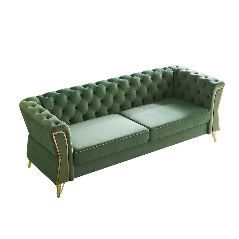 Modern Tufted Velvet Sofa 87.4 inch for Living Room