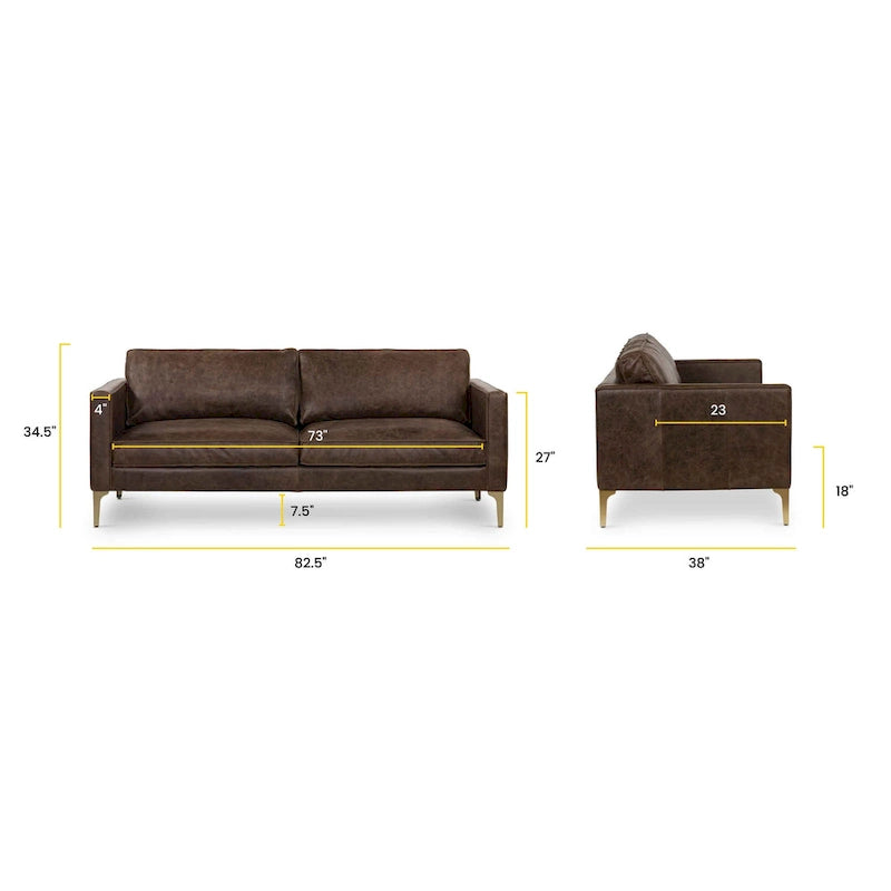 Poly & Bark Mateo 82.5 Sofa - Full Grain Genuine Italian Leather