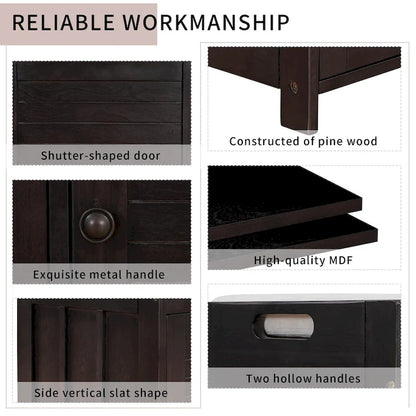 Storage Shoes Bench with 3 Shutter-shaped Doors and Removable Cushion