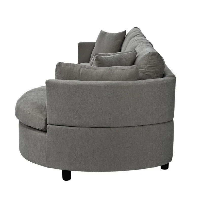Modern Cushioned Combination Sofas with 3 Pillows and Curved Seat