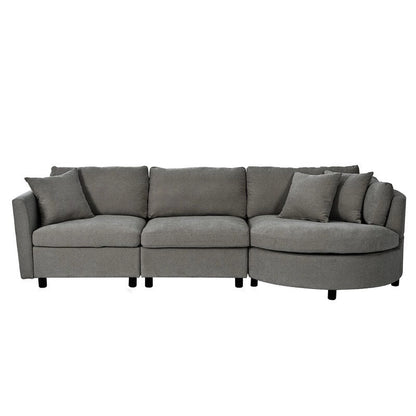 Modern Cushioned Combination Sofas with 3 Pillows and Curved Seat