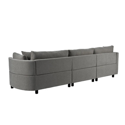 Modern Cushioned Combination Sofas with 3 Pillows and Curved Seat