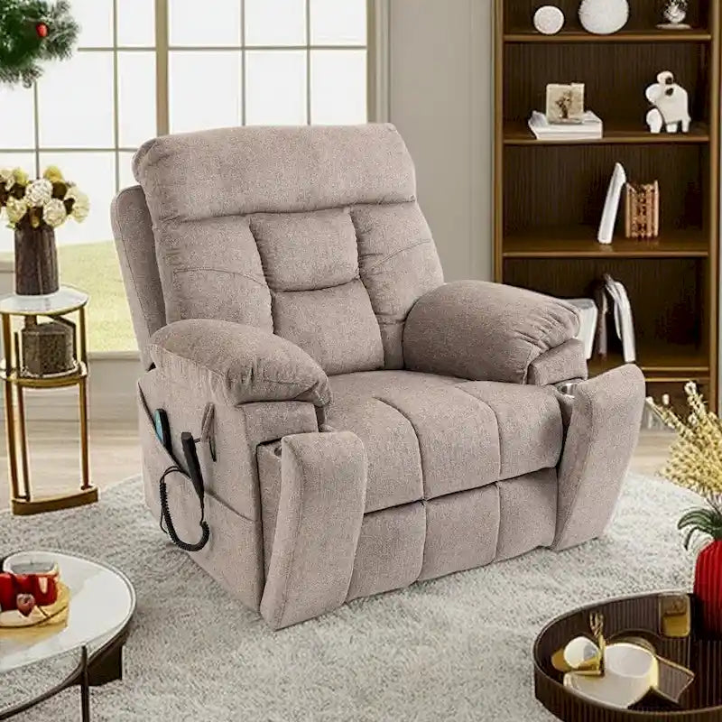 Power Lift Recliner Chair Massage and Heat,Dual Motor Lift Recliner,Electric Recliner with Cup Holders Pocket,400lbs