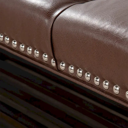 Wooden Base Upholstered Bench for Bedroom for Entryway,60 with Nailhead Trim and Shelf