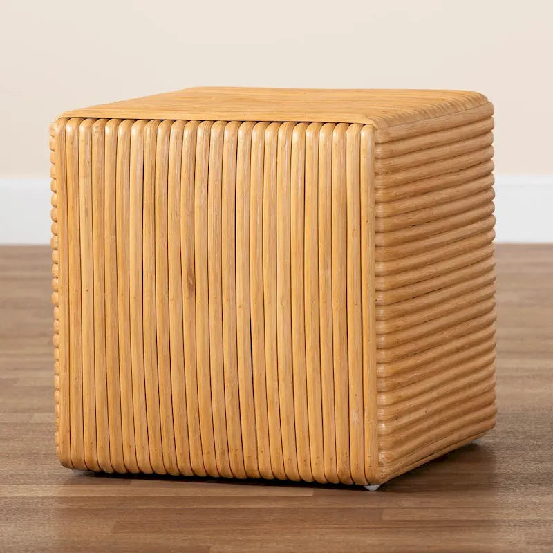 Karina Bohemian Light Honey Rattan Footstool