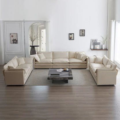 3-Piece Sofa Set Oversized Sofa Comfy Chenille Deep Seat Sofa Couch with 2 Loveseat and 3 Seater Sofa