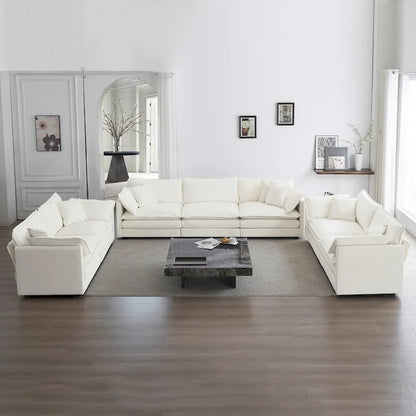 3-Piece Sofa Set Oversized Sofa Comfy Chenille Deep Seat Sofa Couch with 2 Loveseat and 3 Seater Sofa