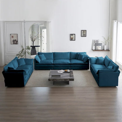 3-Piece Sofa Set Oversized Sofa Comfy Chenille Deep Seat Sofa Couch with 2 Loveseat and 3 Seater Sofa