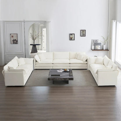 3-Piece Sofa Set Oversized Sofa Comfy Chenille Deep Seat Sofa Couch with 2 Loveseat and 3 Seater Sofa