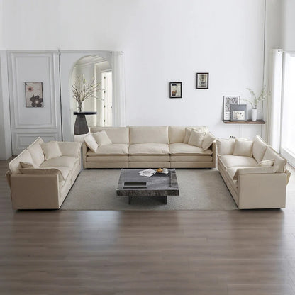 3-Piece Sofa Set Oversized Sofa Comfy Chenille Deep Seat Sofa Couch with 2 Loveseat and 3 Seater Sofa