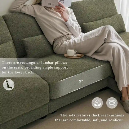 Oversized Deep Seat Sectional Sofa with Reversible Chaise,Convertible L-shaped Couch,Green