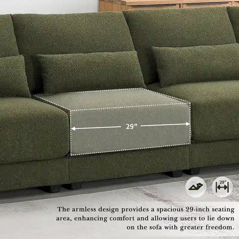 Oversized Deep Seat Sectional Sofa with Reversible Chaise,Convertible L-shaped Couch,Green
