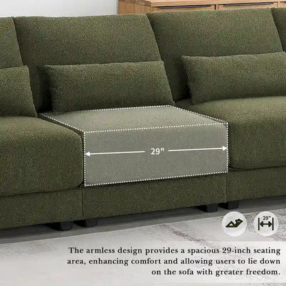 Oversized Deep Seat Sectional Sofa with Reversible Chaise,Convertible L-shaped Couch,Green