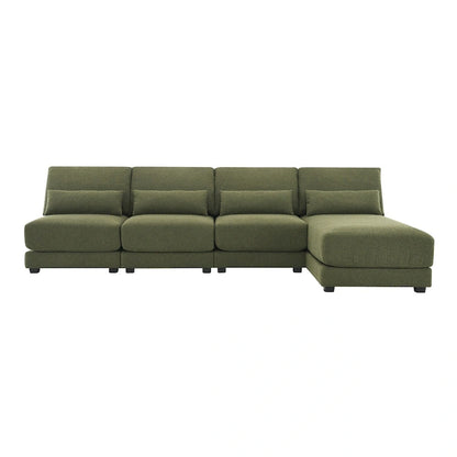 Oversized Deep Seat Sectional Sofa with Reversible Chaise,Convertible L-shaped Couch,Green