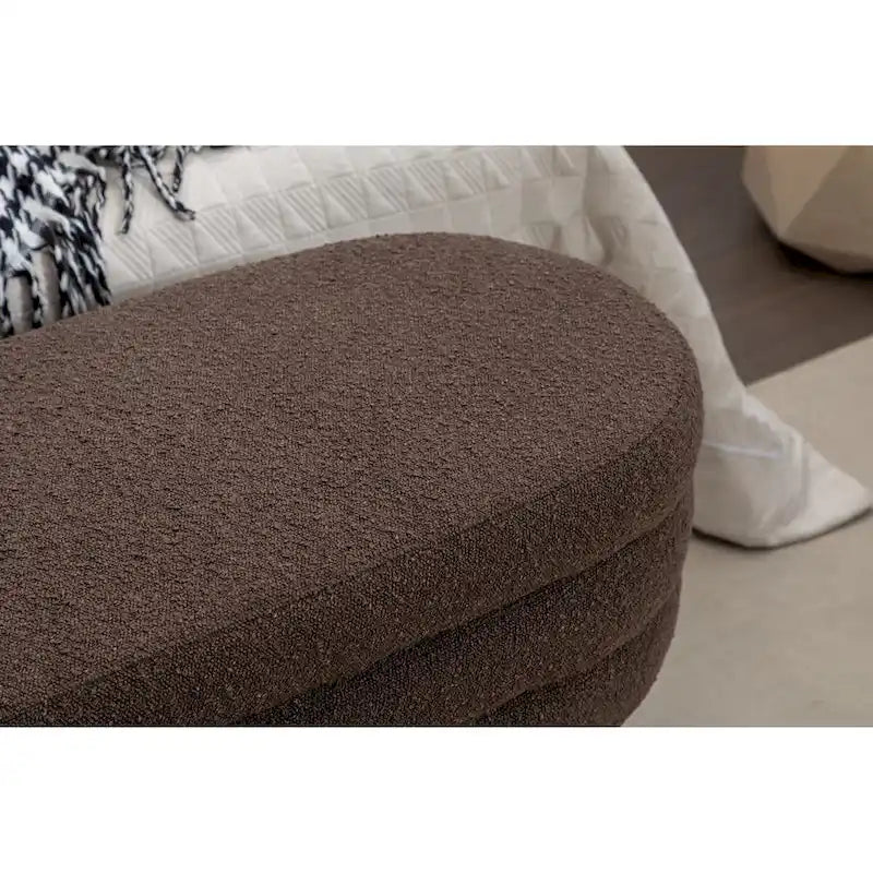 Boucle Fabric Storage Bench For Living Room Bedroom Indoor