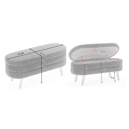 Boucle Fabric Storage Bench For Living Room Bedroom Indoor
