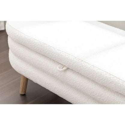 Boucle Fabric Storage Bench For Living Room Bedroom Indoor