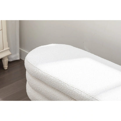 Boucle Fabric Storage Bench For Living Room Bedroom Indoor