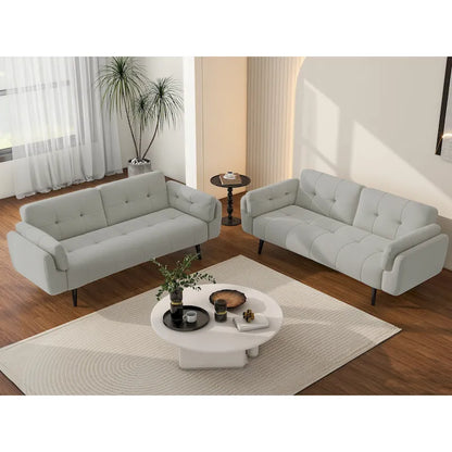 2Set Futon Convertible Sofa Bed Adjustable Reclining Sleeper