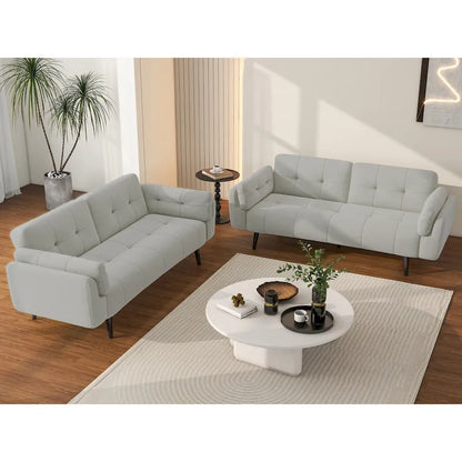 2Set Futon Convertible Sofa Bed Adjustable Reclining Sleeper