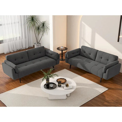 2Set Futon Convertible Sofa Bed Adjustable Reclining Sleeper