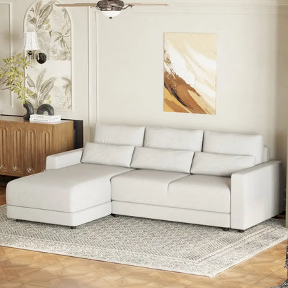 L-shaped Modular Sectional Sofa with Removable Back Cushions and 3 Pillows