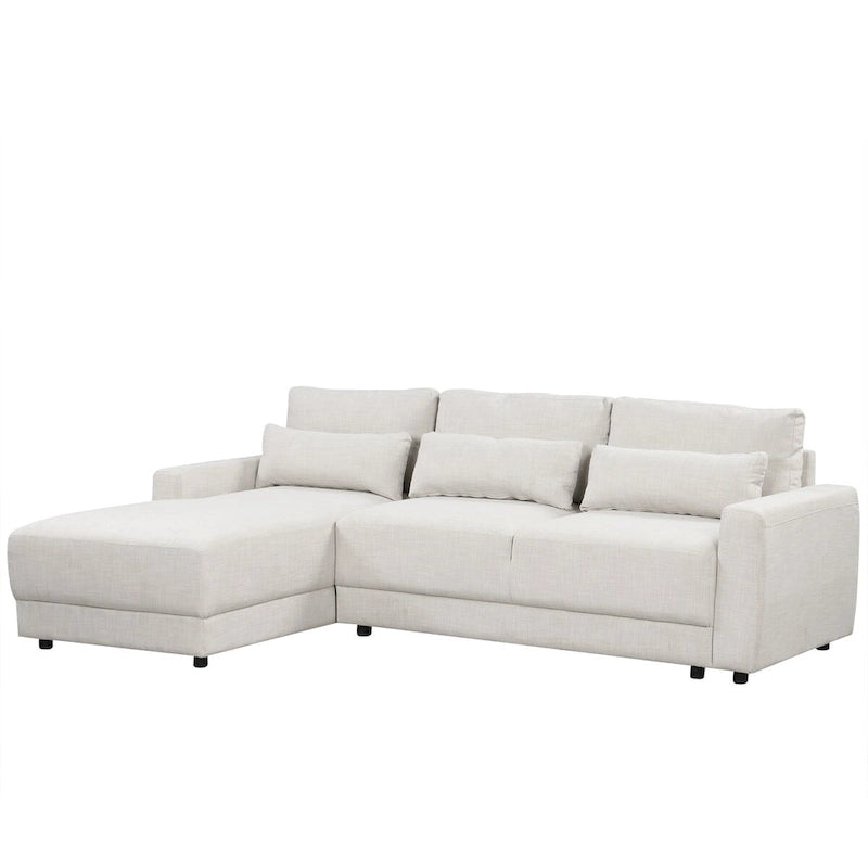 L-shaped Modular Sectional Sofa with Removable Back Cushions and 3 Pillows