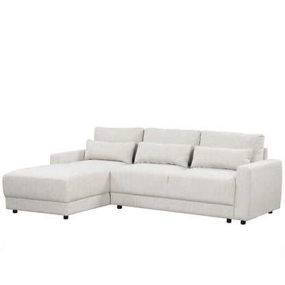L-shaped Modular Sectional Sofa with Removable Back Cushions and 3 Pillows