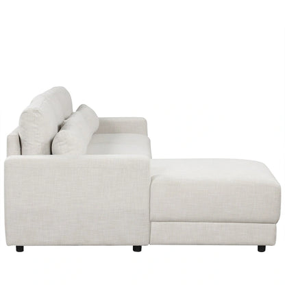L-shaped Modular Sectional Sofa with Removable Back Cushions and 3 Pillows
