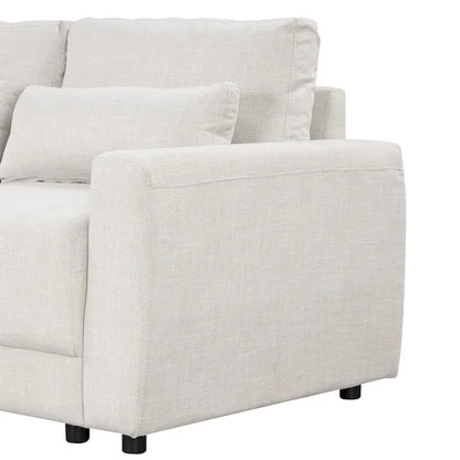 L-shaped Modular Sectional Sofa with Removable Back Cushions and 3 Pillows