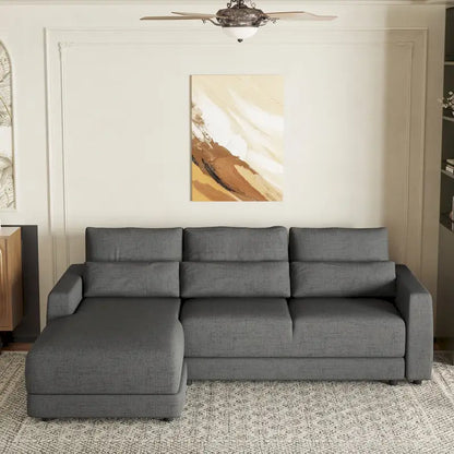 L-shaped Modular Sectional Sofa with Removable Back Cushions and 3 Pillows