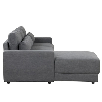 L-shaped Modular Sectional Sofa with Removable Back Cushions and 3 Pillows