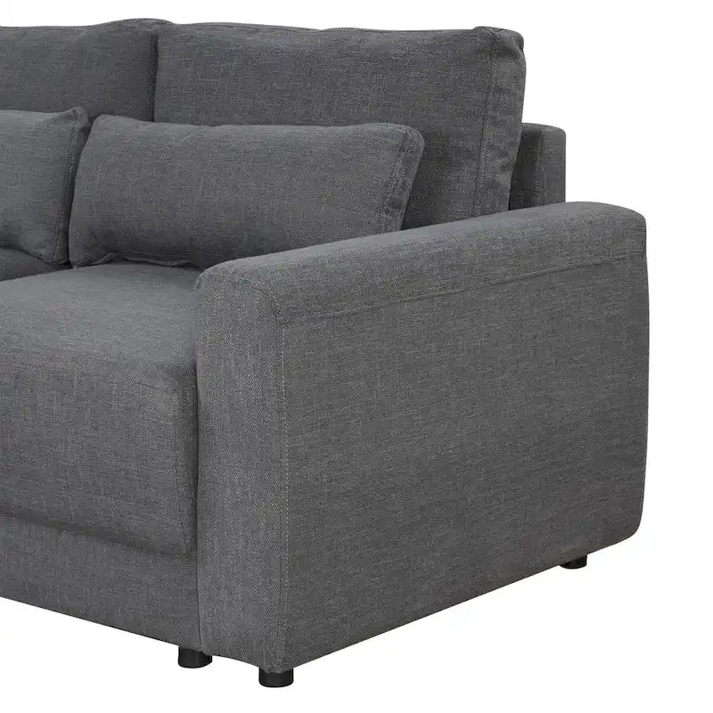 L-shaped Modular Sectional Sofa with Removable Back Cushions and 3 Pillows