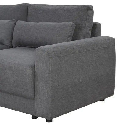 L-shaped Modular Sectional Sofa with Removable Back Cushions and 3 Pillows