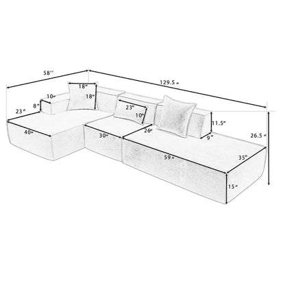 Modern Minimalist Modular Combination L-shaped Sofa Set,Free Installation Sofa