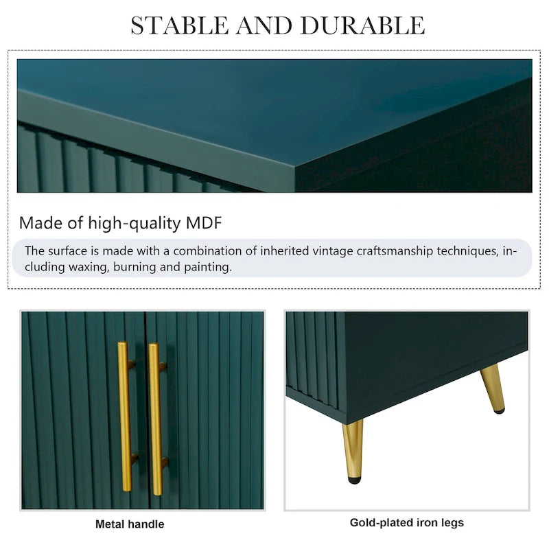 Wood TV Stand with Storage Cabinet & Adjustable Shelves, Media TV Console for Living Room Bedroom