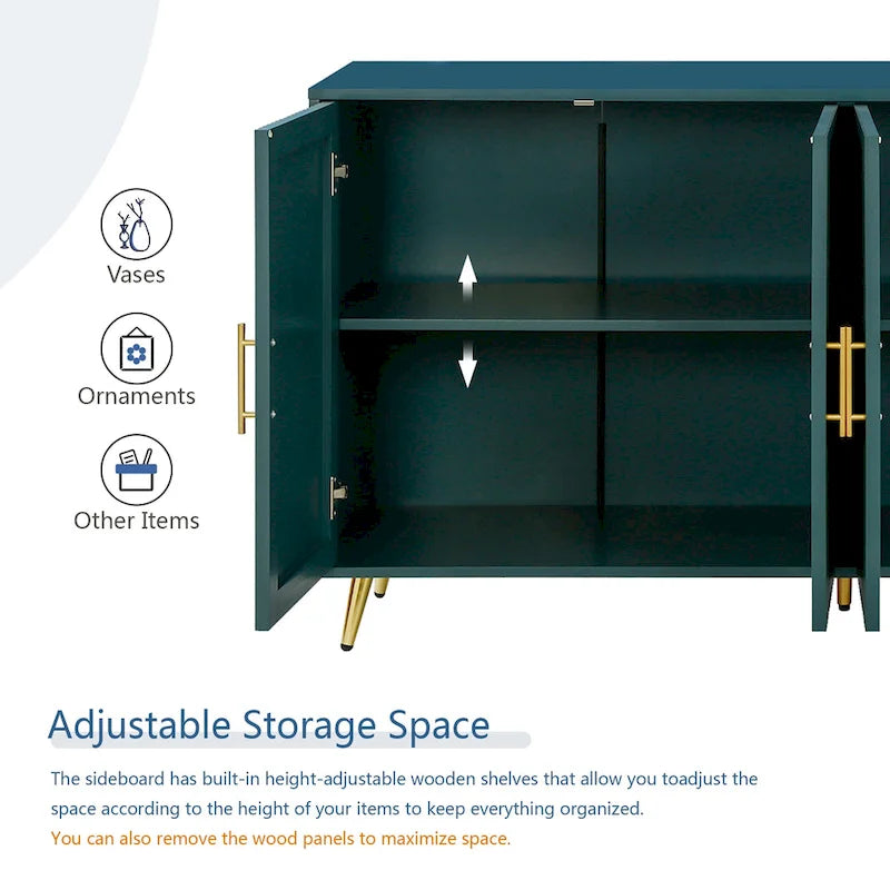 Wood TV Stand with Storage Cabinet & Adjustable Shelves, Media TV Console for Living Room Bedroom