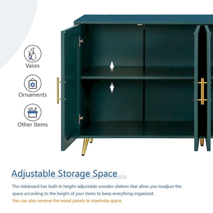 Wood TV Stand with Storage Cabinet & Adjustable Shelves, Media TV Console for Living Room Bedroom