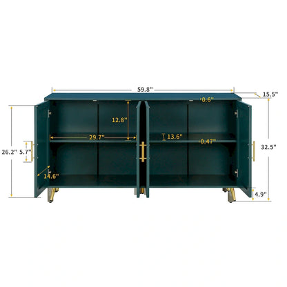 Wood TV Stand with Storage Cabinet & Adjustable Shelves, Media TV Console for Living Room Bedroom