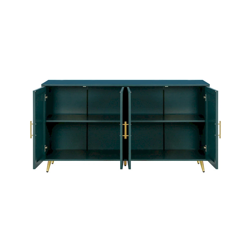 Wood TV Stand with Storage Cabinet & Adjustable Shelves, Media TV Console for Living Room Bedroom