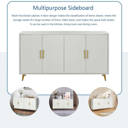 Wood TV Stand with Storage Cabinet & Adjustable Shelves, Media TV Console for Living Room Bedroom