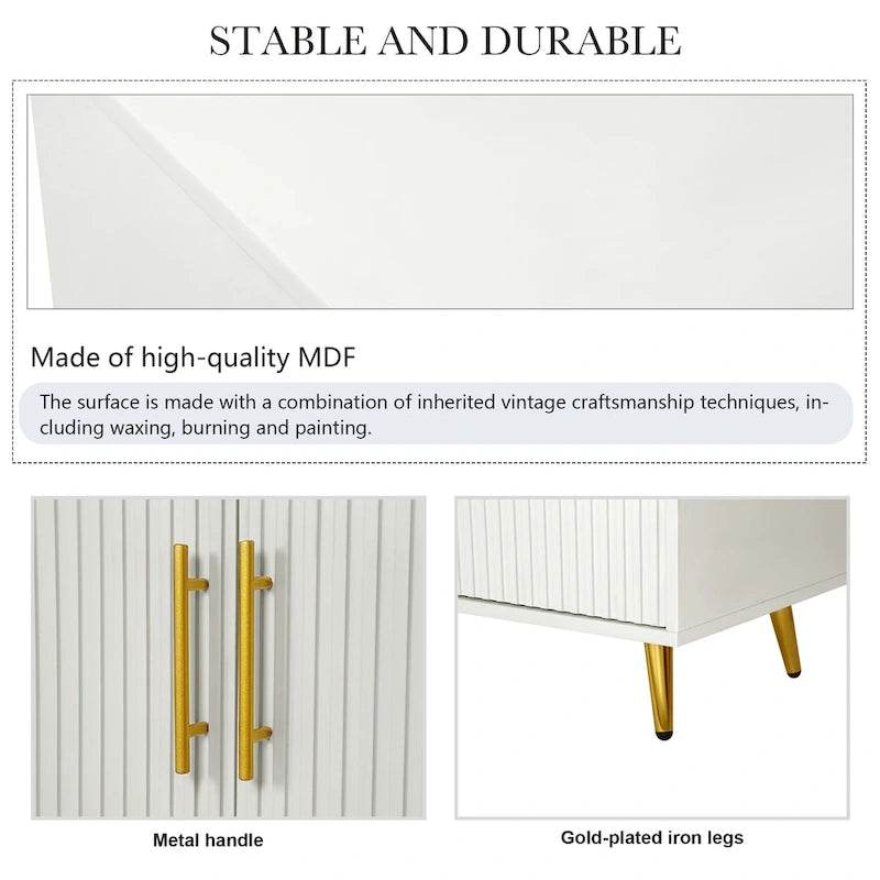 Wood TV Stand with Storage Cabinet & Adjustable Shelves, Media TV Console for Living Room Bedroom