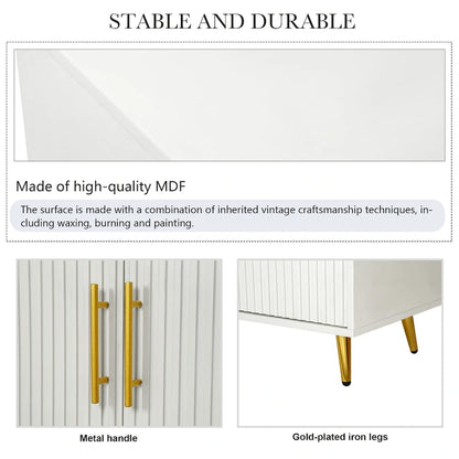 Wood TV Stand with Storage Cabinet & Adjustable Shelves, Media TV Console for Living Room Bedroom